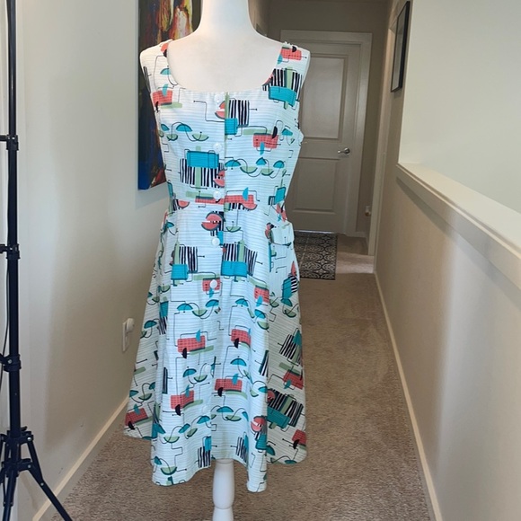 Raymond Chapman contemporary couture flared dress Palm Springs style - Picture 2 of 15